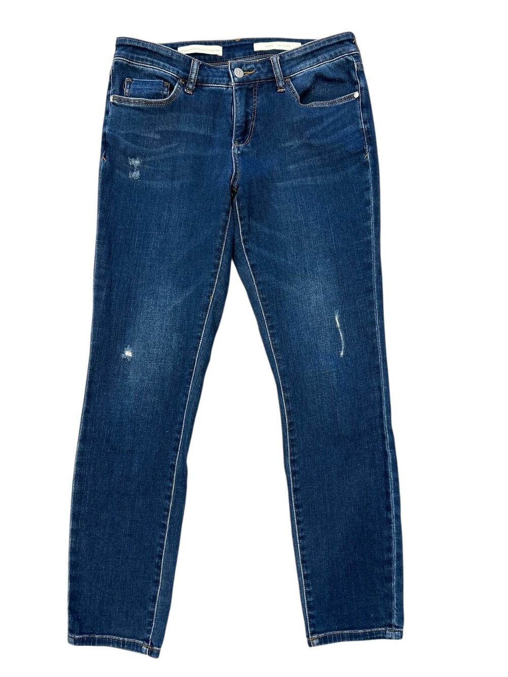 Anthropologie Pilcro Stet Dark Wash Light Distressed Skinny Casual Jeans 29